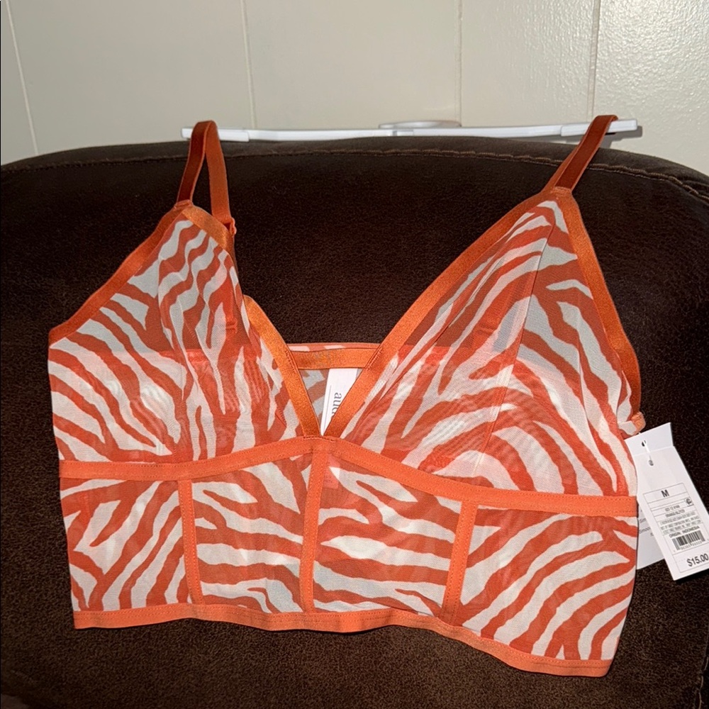 Vibrant Orange Zebra Bralette